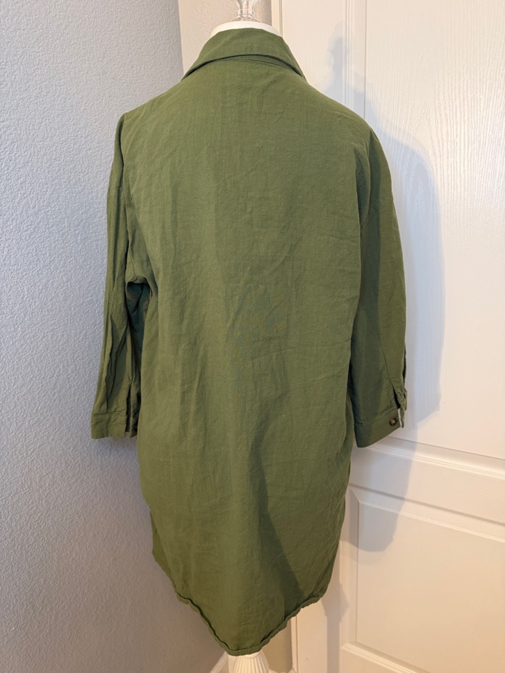 Amazon Beyove 100% cotton Olive Green Button-Up Shirt & Drawstring Shorts Set - Picture 4 of 12